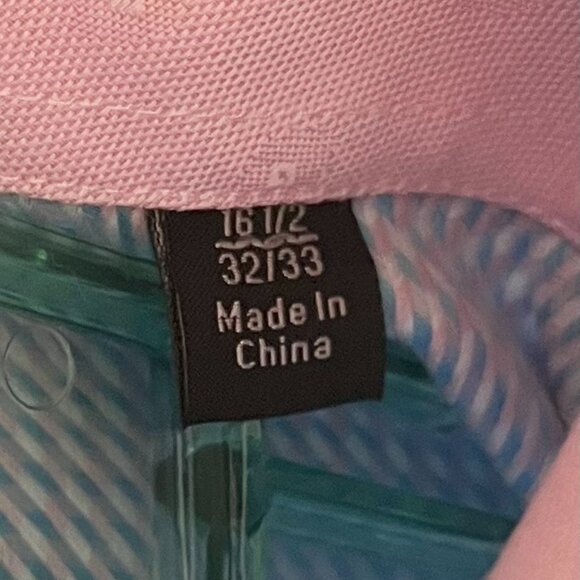 Tailorbyrd Men Size 16.5-32/33 Trim‎ Fit Non Iron Long Sleeve Blue Pink Shirt - Picture 4 of 9